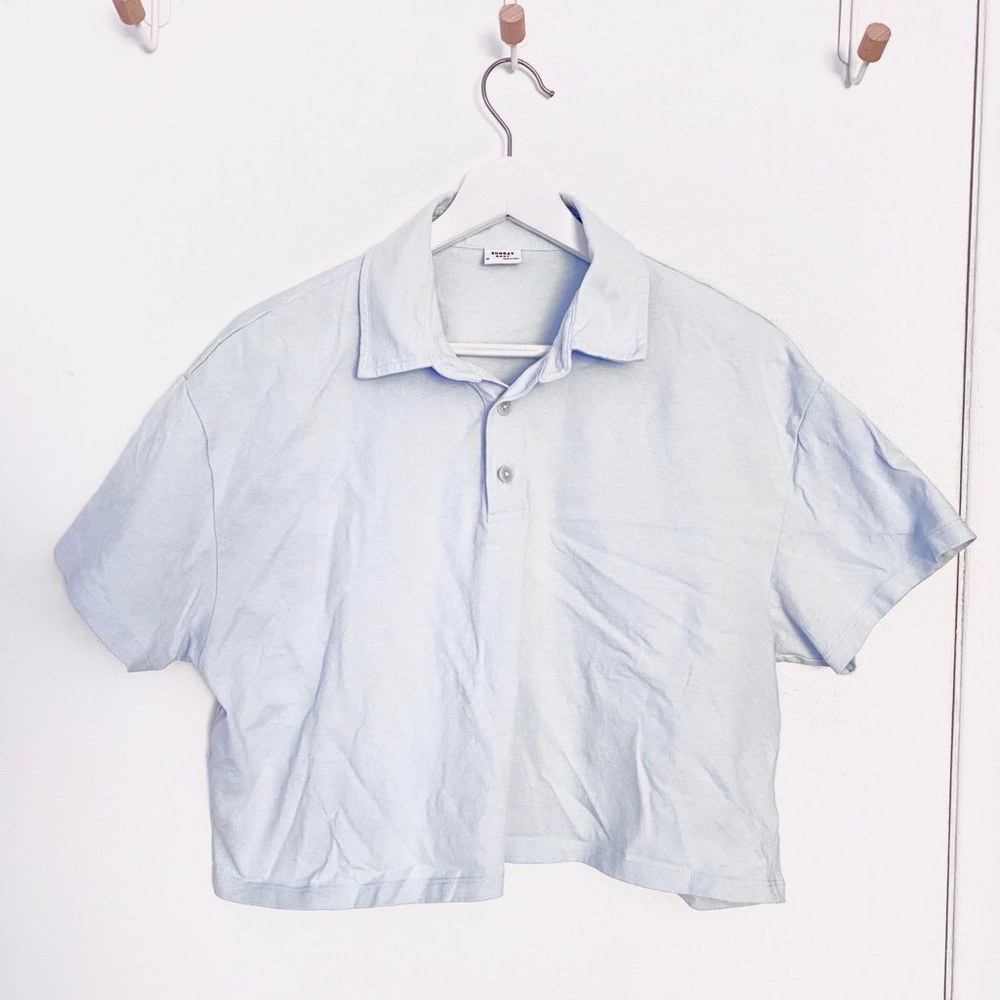 Sunday Best Cropped Blue Polo Tee